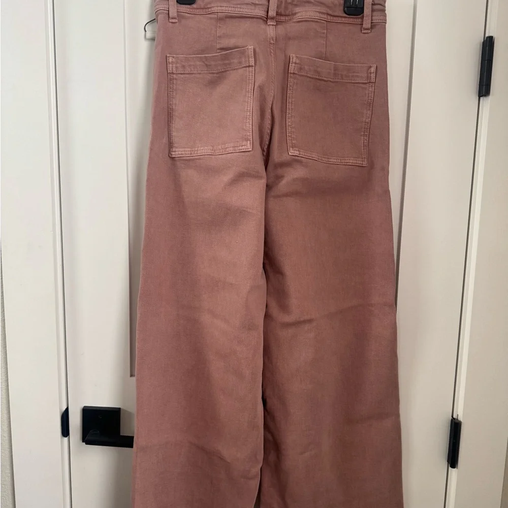 Zara Marine Straight Stylish Pink/Rose Wide-Leg Pants - Picture 4 of 5